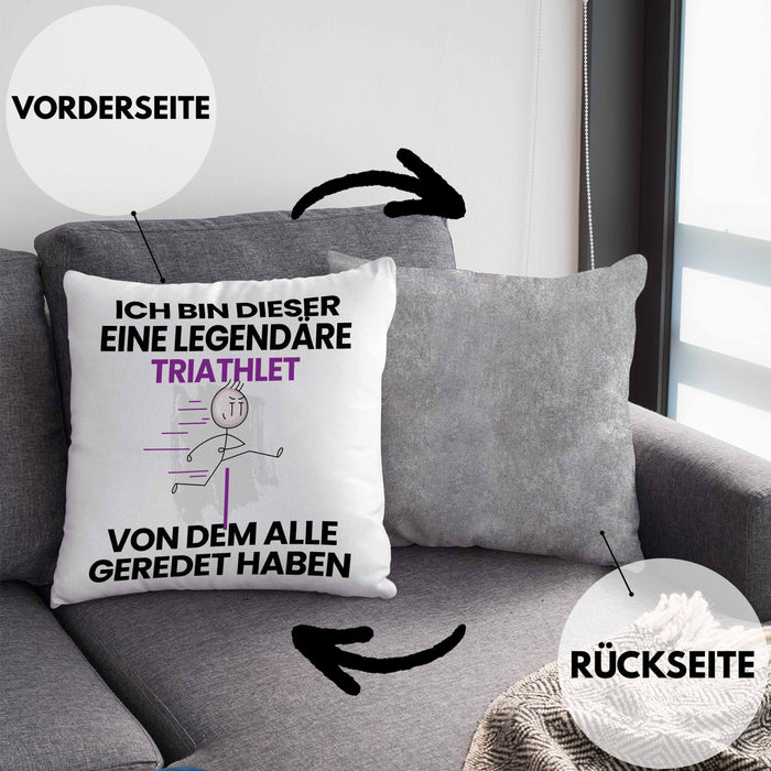 Triathlet Geschenk Kissen mit Füllung 40x40 Lustige Geschenkidee Geburtstag für Triathlet Ich Bin Dieser Legendäre Triathlet Von Dem Alle Geredet Haben (Grau) Grau Trendation