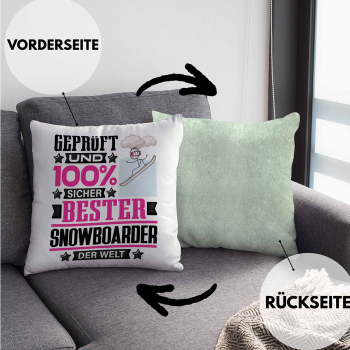 Snowboarder Geschenk Lustiger Spruch für Snowboarder Geschenkidee Bester Snowboarder Der WeltKissen mit Füllung 40x40 (Grau) Grün Trendation