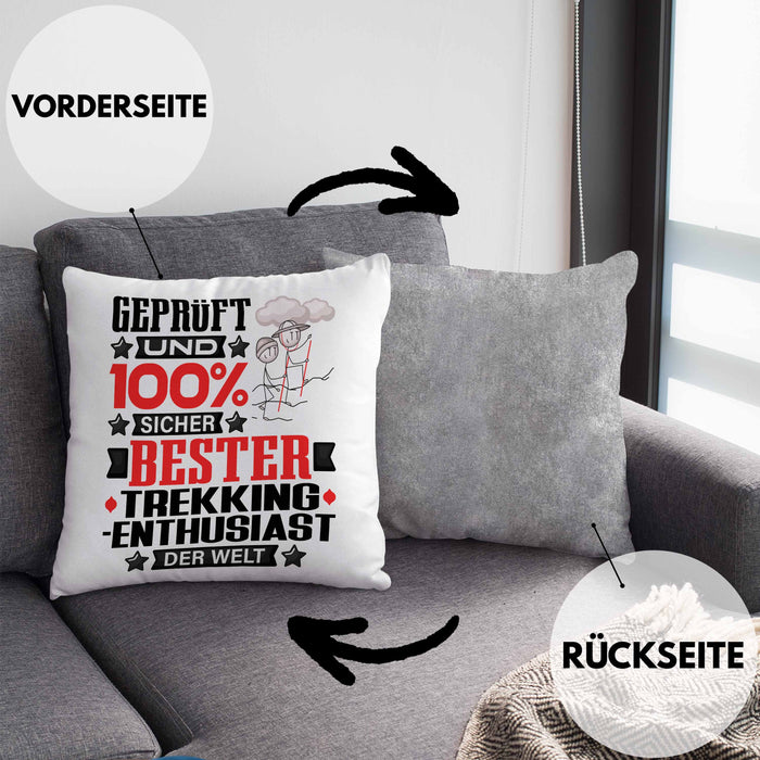 Trekking-Enthusiast Geschenk Lustiger Spruch für Trekking-Enthusiast Geschenkidee Bester Trekking-Enthusiast Der WeltKissen mit Füllung 40x40 (Grau) Grau Trendation