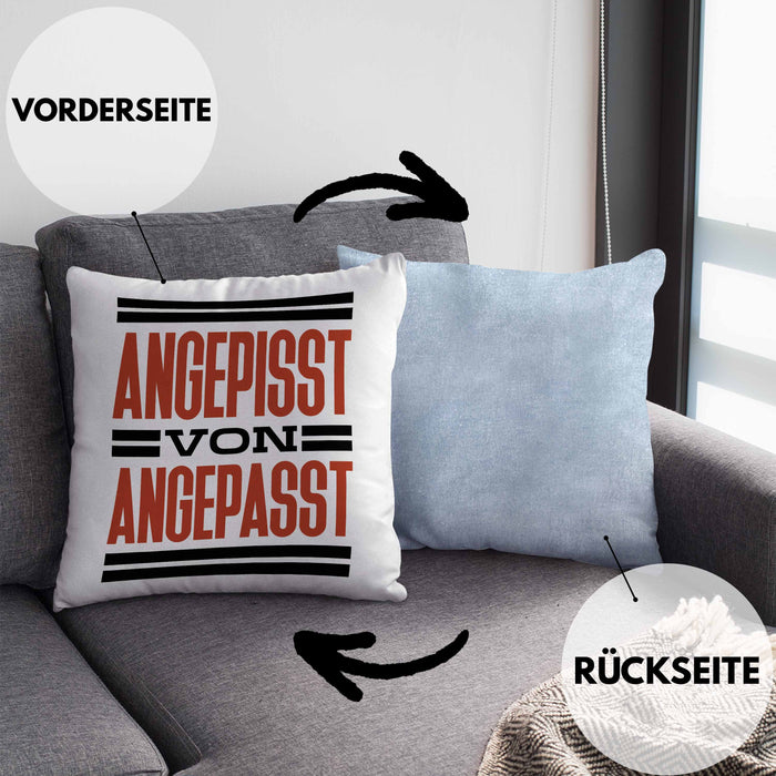 Angepisst Von Angepasst Kissen mit Füllung 40x40 System. Geschenkidee (Grau) Blau Trendation