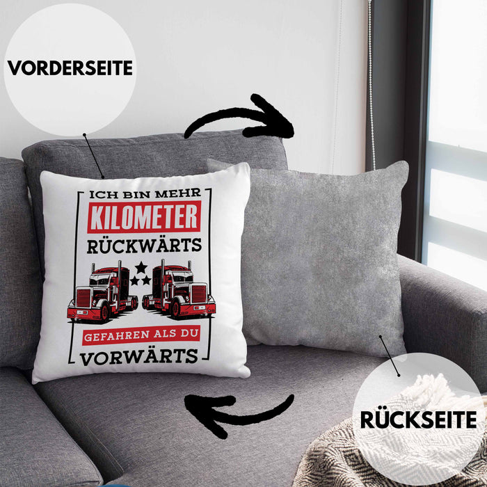 Lustige Kissen mit Füllung 40x40 LKW-Fahrer Geschenk Geschenkidee LKW Spruch (Grau) Grau Trendation