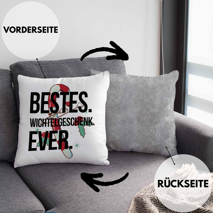 Schrott-Wichtelgeschenk für Frauen Kollegen Geschenk Wichteln Weihnachten Bestes Wichtelgeschenk Ever geschenkidee SchrottwichtelnKissen mit Füllung 40x40 (Grau) Grau Trendation