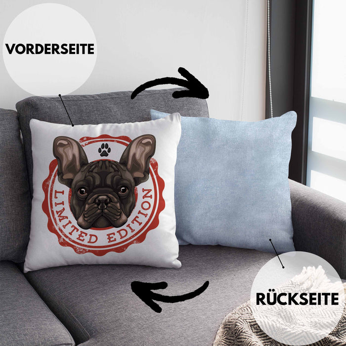 Boxer Hunde Kissen mit Füllung 40x40 Geschenk Hundebesitzerin Boxer Frauchen Herrchen Geschenkidee Kaffee-Kissen mit Füllung 40x40 Limited Edition (Grau) Blau Trendation