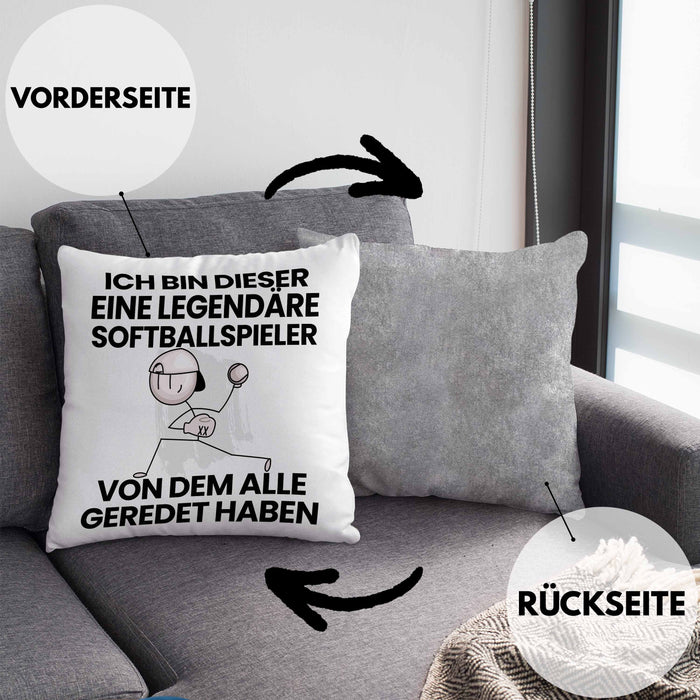 Softballspieler Geschenk Kissen mit Füllung 40x40 Lustige Geschenkidee Geburtstag für Softballspieler Ich Bin Dieser Legendäre Softballspieler Von Dem Alle Geredet Haben (Grau) Grau Trendation