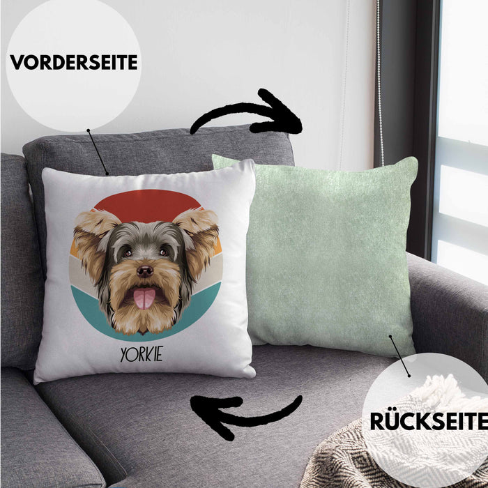 Yorkie Besitzer Kissen mit Füllung 40x40 Geschenk Lustiger Spruch Geschenkidee Yorkie Mama Papa (Grau) Grün Trendation