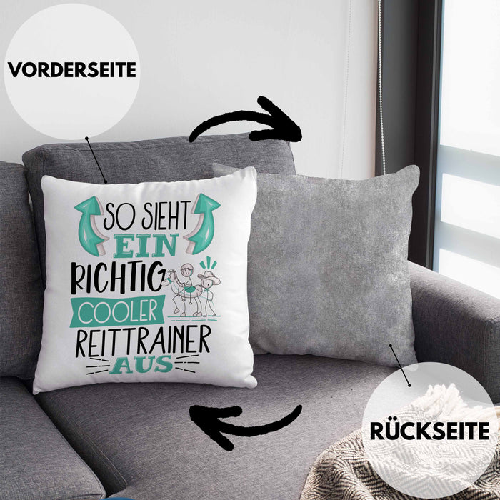 Reittrainer Kissen mit Füllung 40x40 So Sieht Ein Richtig Cooler Reittrainer Aus Geschenk Lustiger Spruch Geschenkidee (Grau) Grau Trendation