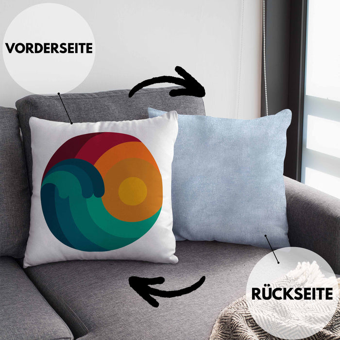 Kitesurfing Kissen mit Füllung 40x40 Geschenk für Kitesurfer Geschenkidee Retro Vintage Grafiken (Grau) Blau Trendation