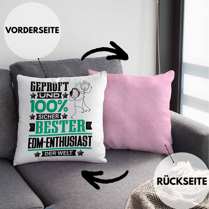 EDM-Enthusiast Geschenk Lustiger Spruch für EDM-Enthusiast Geschenkidee Bester EDM-Enthusiast Der WeltKissen mit Füllung 40x40 (Grau) Rosa Trendation
