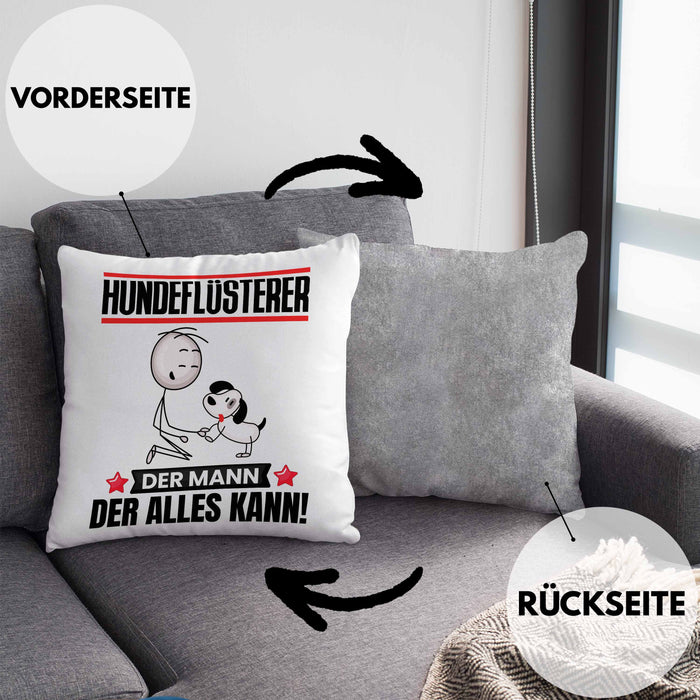 Hundeflüsterer Kissen mit Füllung 40x40 Geschenk für Hundeflüsterer Der Mann Der Alles Kann Geschenkidee zum Geburtstag (Grau) Grau Trendation