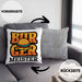 Burger Meister Kissen mit Füllung 40x40 Geschenk Spruch Grillen Sommer Burger Liebhaber Geschenkidee Cheeseburger (Grau) Grau Trendation