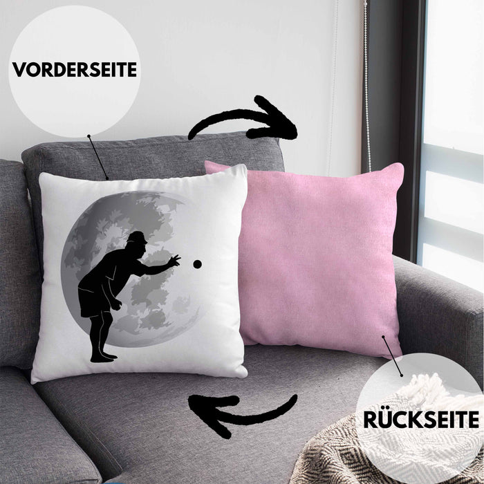 Boule Kissen mit Füllung 40x40 Geschenk Boule-Spieler Geschenkidee Grafik Mond Boule (Grau) Rosa Trendation