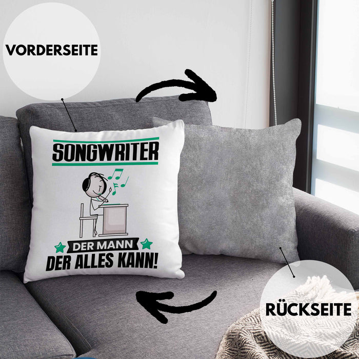 Songwriter Kissen mit Füllung 40x40 Geschenk für Songwriter Der Mann Der Alles Kann Geschenkidee zum Geburtstag (Grau) Grau Trendation