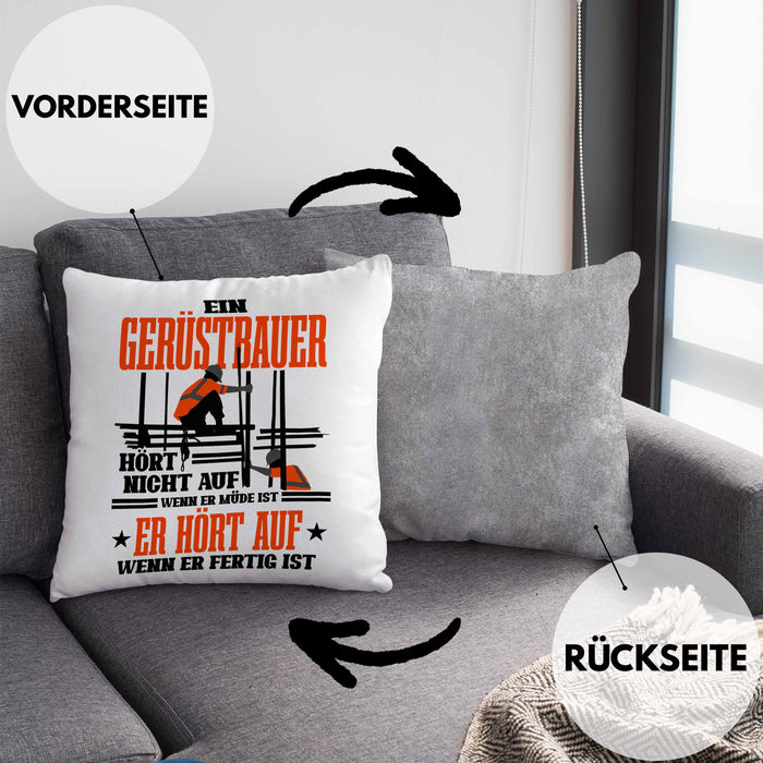 Kissen mit Füllung 40x40 für Gerüstbauer Geschenk Spuch Männer Gerüstbau (Grau) Grau Trendation