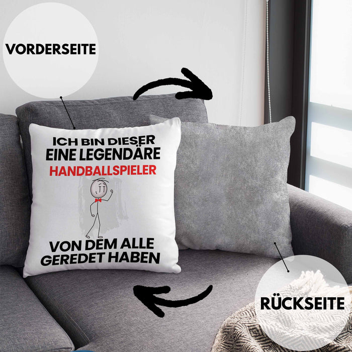 Handballspieler Geschenk Kissen mit Füllung 40x40 Lustige Geschenkidee Geburtstag für Handballspieler Ich Bin Dieser Legendäre Handballspieler Von Dem Alle Geredet Haben (Grau) Grau Trendation