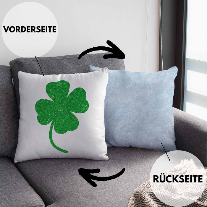 St Patricks Day Kissen mit Füllung 40x40 Klee Kleeblatt Irisch Irland Geschenkidee (Grau) Blau Trendation