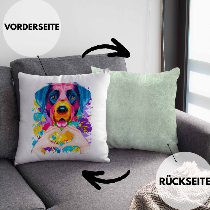 Labrador Besitzer Farbe Love Kissen mit Füllung 40x40 Geschenk Lustiger Spruch Geschenkidee Labrador Besitzerin (Grau) Grün Trendation