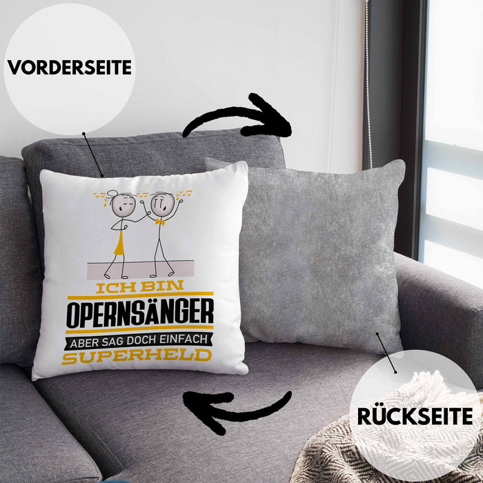 Opernsänger Geschenk Kissen mit Füllung 40x40 Ich Bin Opernsänger Aber Sag Doch Einfach Superheld Lustige Geschenkdiee für Opernsänger (Grau) Grau Trendation