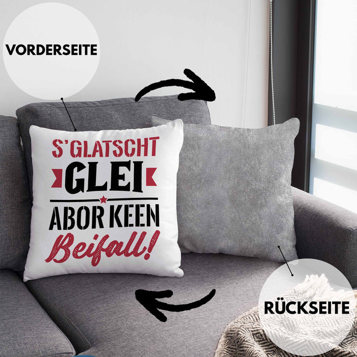 Sachsen Kissen mit Füllung 40x40 Sprüche "Es klatscht glei" Sächsisch Ossi Geschenk Kaffee-Kissen mit Füllung 40x40 (Grau) Grau Trendation