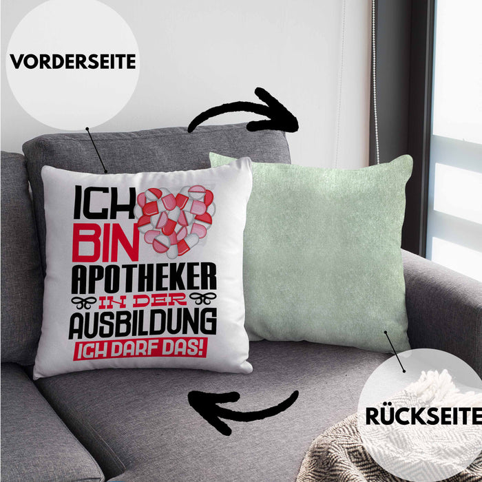 Apotheker Ausbildung Kissen mit Füllung 40x40 Geschenk Ich Bin Apotheker In Der Ausbildung Ich Darf Das Geschenkidee Spruch (Grau) Grün Trendation