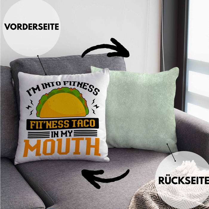 Taco Kissen mit Füllung 40x40 Taco-Liebhaber Geschenkidee für Taco-Fans (Grau) Grün Trendation