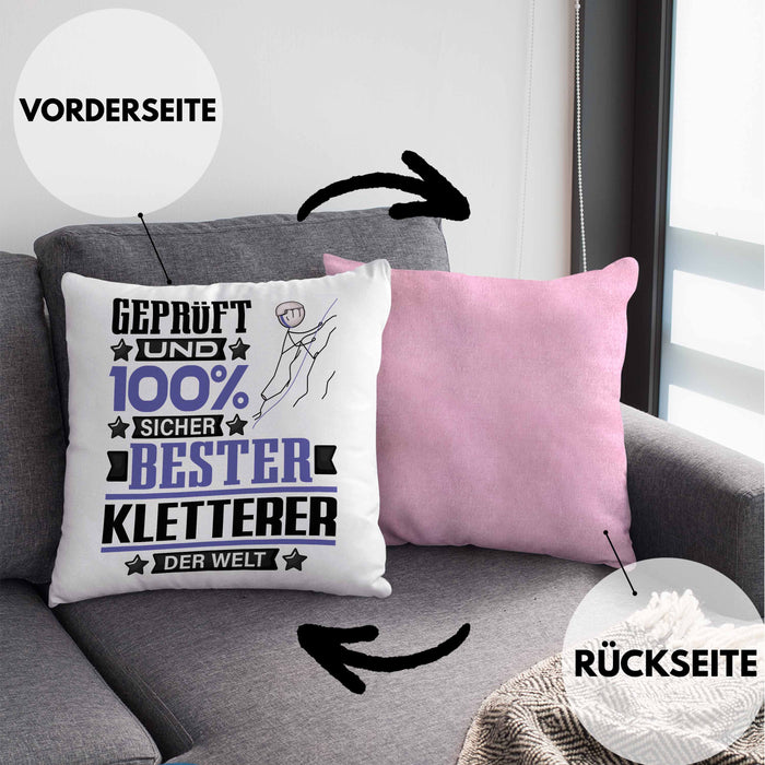 Kletterer Geschenk Lustiger Spruch für Kletterer Geschenkidee Bester Kletterer Der WeltKissen mit Füllung 40x40 (Grau) Rosa Trendation