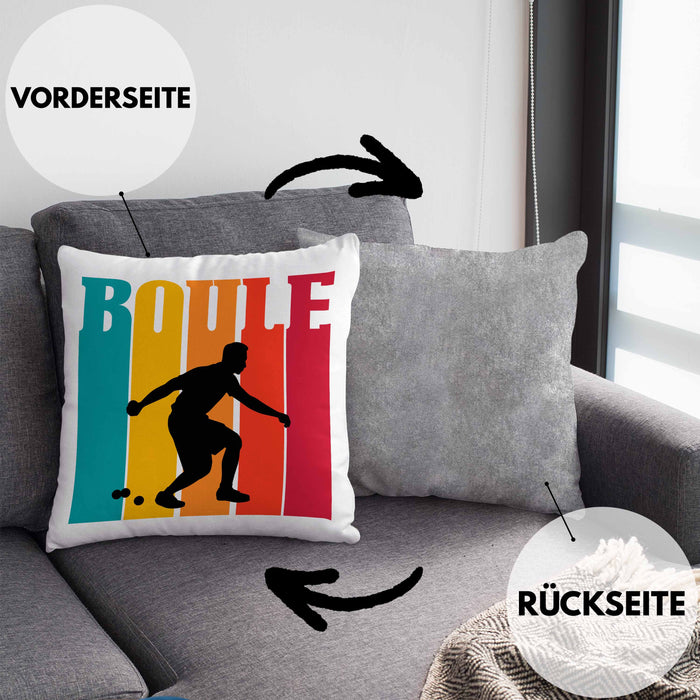 Boule Kissen mit Füllung 40x40 für Boule-Spieler als Geschenkidee Spruch (Grau) Grau Trendation