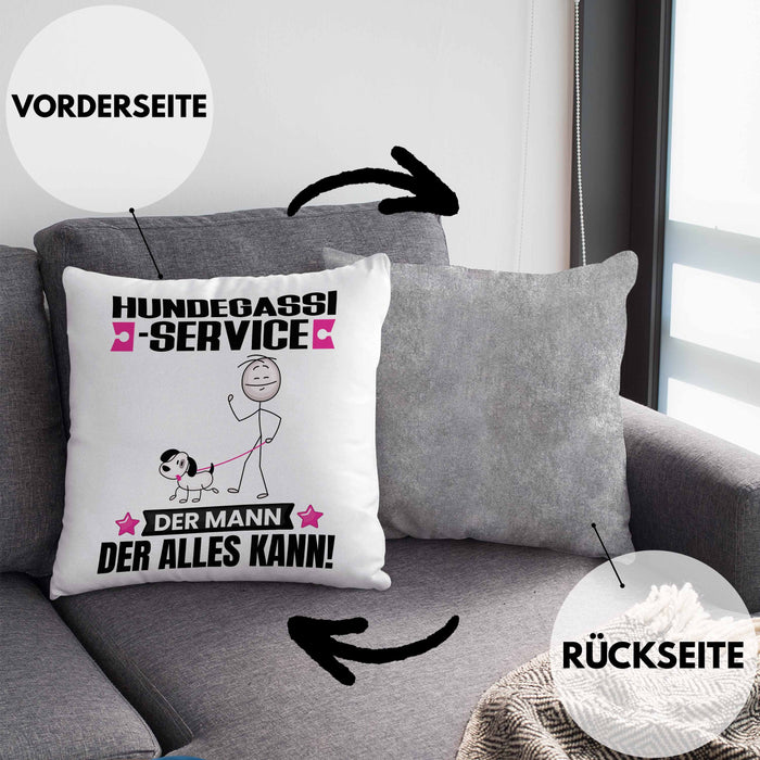 Hundegassi-Service Kissen mit Füllung 40x40 Geschenk für Hundegassi-Service Der Mann Der Alles Kann Geschenkidee zum Geburtstag (Grau) Grau Trendation
