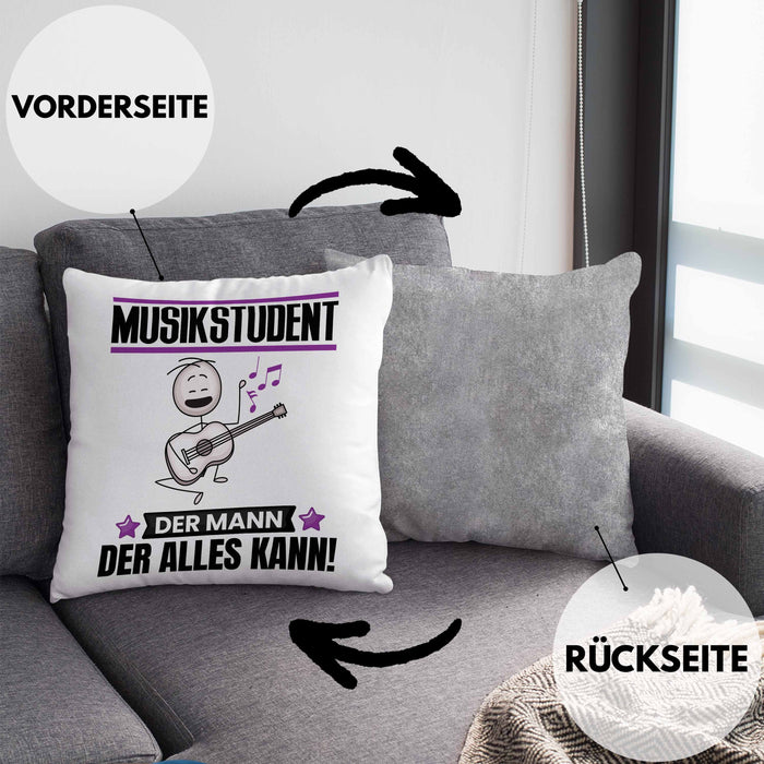Musikstudent Kissen mit Füllung 40x40 Geschenk für Musikstudent Der Mann Der Alles Kann Geschenkidee zum Geburtstag (Grau) Grau Trendation