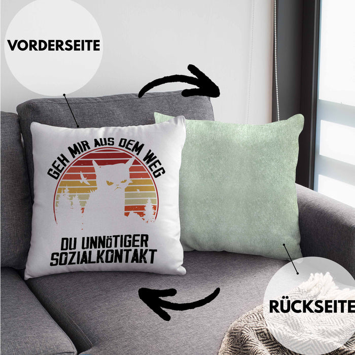Lustige Kissen mit Füllung 40x40 Geschenk Geh Mir Aus Dem Weg DU Unnötiger Sozialkontakt Geschenkidee Frauen Sarkasmus Humor (Grau) Grün Trendation