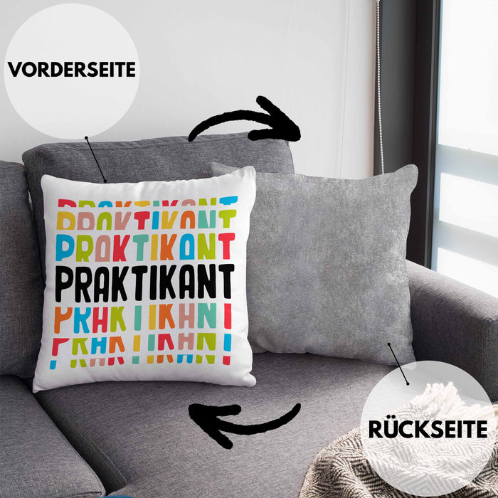 Praktikant Kissen mit Füllung 40x40 Geschenk Für Praktikanten Geschenkidee (Grau) Grau Trendation