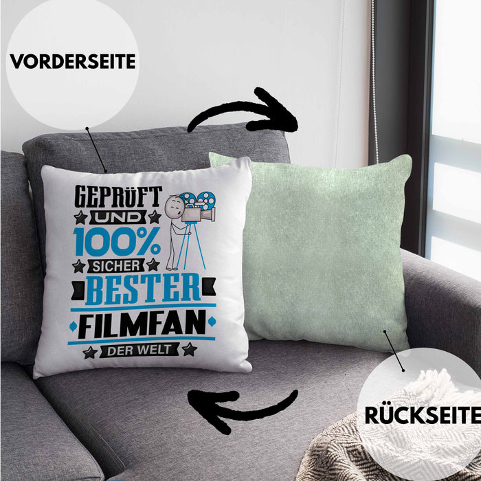 Filmfan Geschenk Lustiger Spruch für Filmfan Geschenkidee Bester Filmfan Der WeltKissen mit Füllung 40x40 (Grau) Grün Trendation