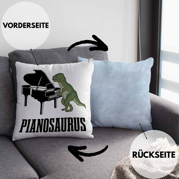 Pinaosaurus Piano-Spieler Kissen mit Füllung 40x40 Geschenk Klavier (Grau) Blau Trendation
