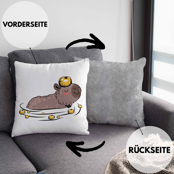 Kissen mit Füllung 40x40 mit Capybara-Motiv Geschenk für Capybara Liebhaber (Grau) Grau Trendation