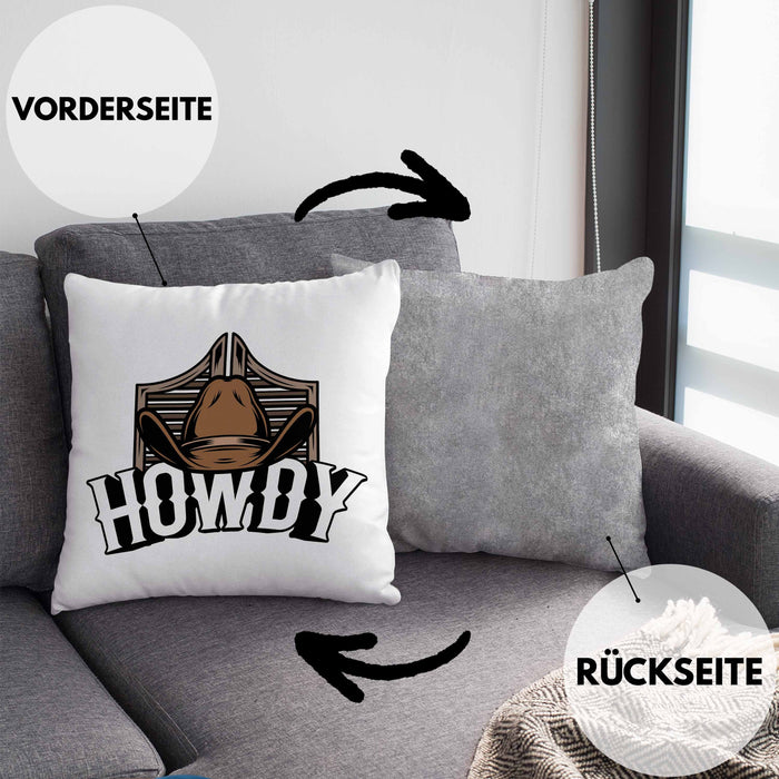 Lustige Kissen mit Füllung 40x40 für Line Dance Fans Howdy Cowboy Geschenkidee (Grau) Grau Trendation