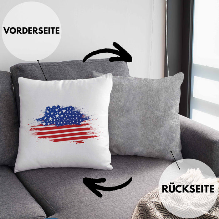 USA Kissen mit Füllung 40x40 Geschenk Amerika Geschenkidee Auslandjahr Vereinigte Staaten Von Amerika (Grau) Grau Trendation