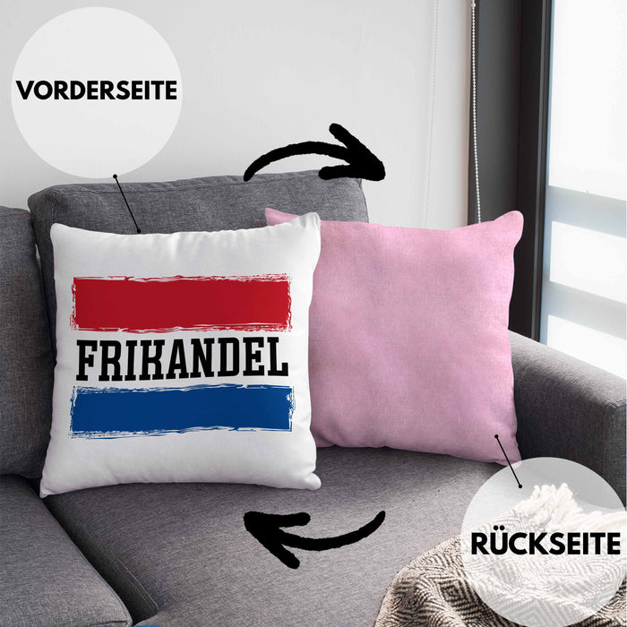 Frikandel Kissen mit Füllung 40x40 Geschenk Holländer Geschenkidee Holland Flagge Holland Urlaub Liebhaber (Grau) Rosa Trendation