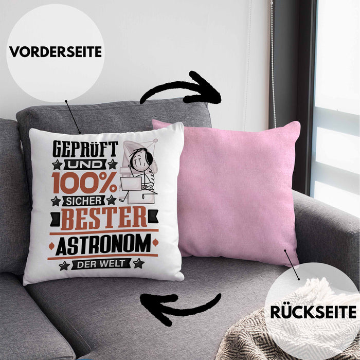 Astronom Geschenk Lustiger Spruch für Astronom Geschenkidee Bester Astronom Der WeltKissen mit Füllung 40x40 (Grau) Rosa Trendation