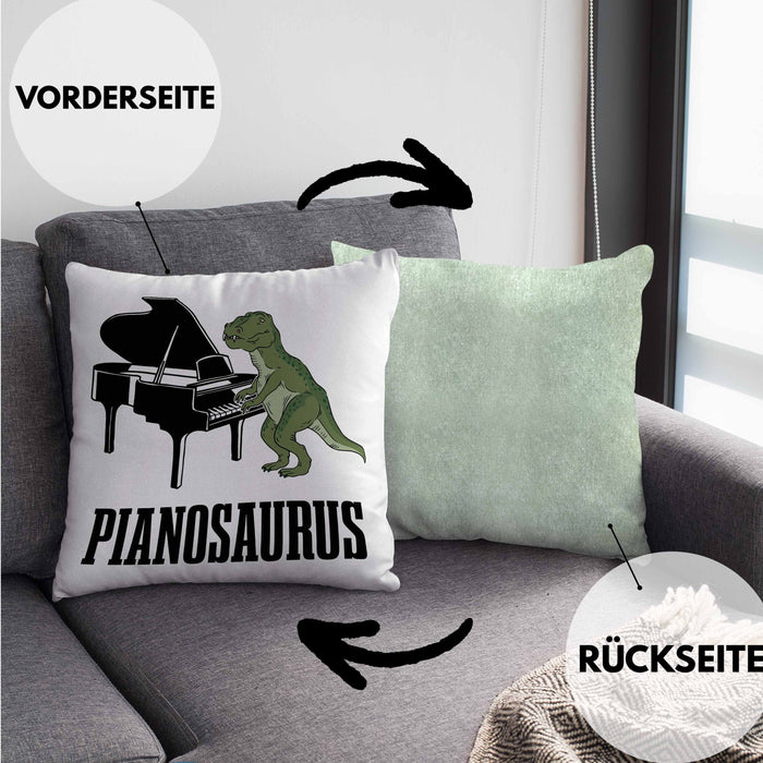 Pinaosaurus Piano-Spieler Kissen mit Füllung 40x40 Geschenk Klavier (Grau) Grün Trendation