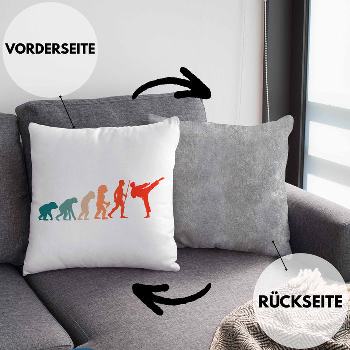 Karate-Kissen mit Füllung 40x40 Geschenk Kampfsport-Fans Jiu Jitsu Geschenkidee Evolution (Grau) Grau Trendation