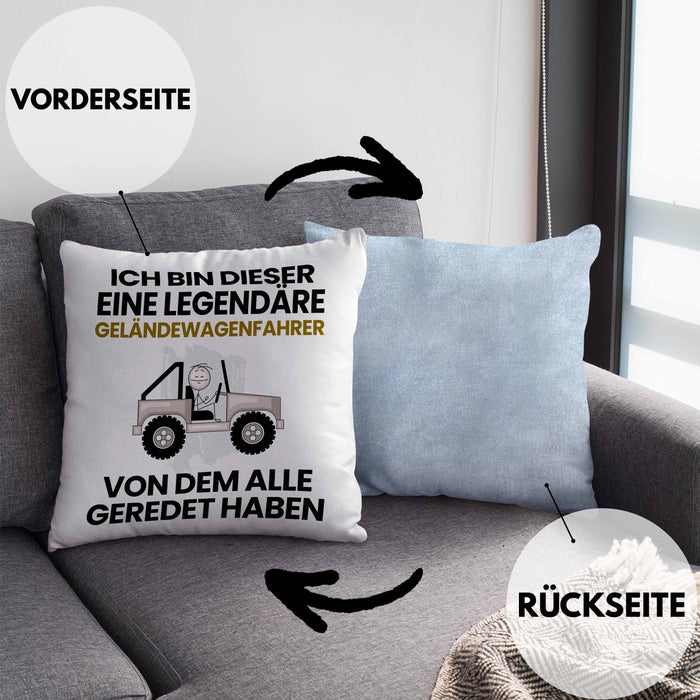 Geländewagenfahrer Geschenk Kissen mit Füllung 40x40 Lustige Geschenkidee Geburtstag für Geländewagenfahrer Ich Bin Dieser Legendäre Geländewagenfahrer Von Dem Alle Geredet Haben (Grau) Blau Trendation
