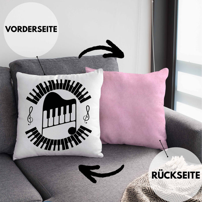 Piano-Spieler Kissen mit Füllung 40x40 Geschenk Klavier Geschenkidee Flügel Musiker Klavier Klavier-Spieler (Grau) Rosa Trendation