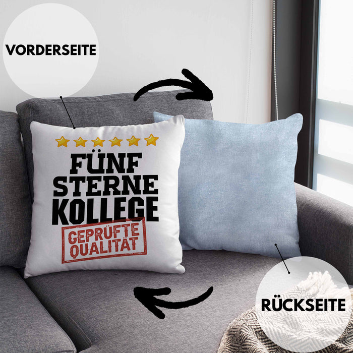 Bester Kollege Kissen mit Füllung 40x40 Geschenk für Besten Arbeitskollegen Lustiger Spruch 5 Sterne Kollege Geprüfte Qualität (Grau) Blau Trendation