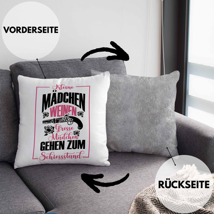 Mädchen Kissen mit Füllung 40x40 Geschenk für schießbegeisterte Mädchen Schützenfest-Fans Mädels (Grau) Grau Trendation