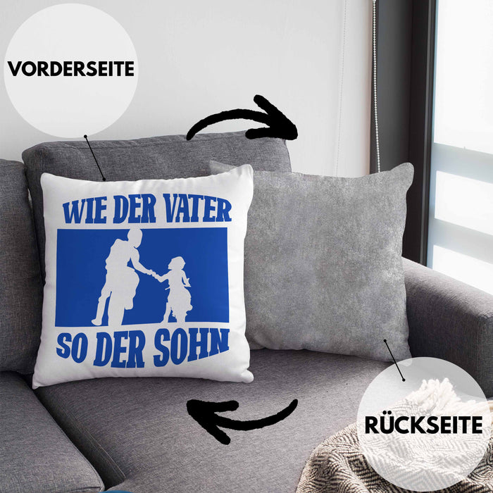 Lustige Motorrad-Kissen mit Füllung 40x40 für Vater und Sohn Geschenk zum Vatertag Wie Der Vater So Der Sohn (Grau) Grau Trendation