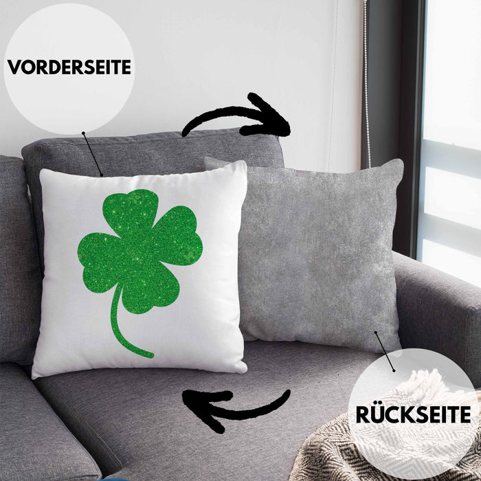 St Patricks Day Kissen mit Füllung 40x40 Klee Kleeblatt Irisch Irland Geschenkidee (Grau) Grau Trendation