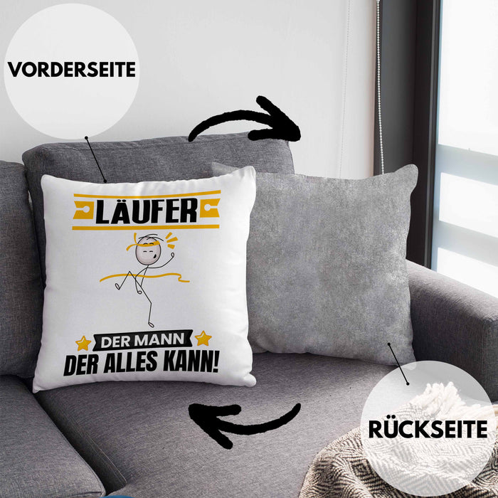 Läufer Kissen mit Füllung 40x40 Geschenk für Läufer Der Mann Der Alles Kann Geschenkidee zum Geburtstag (Grau) Grau Trendation