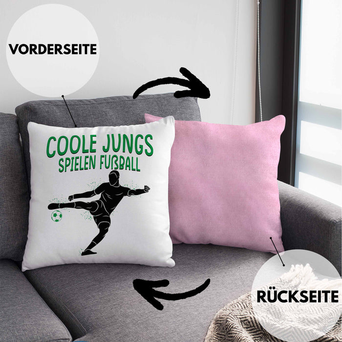 Fußballspieler Kissen mit Füllung 40x40 Geschenk Coole Jungs Spielen Fußball Geschenkidee Jungen (Grau) Rosa Trendation