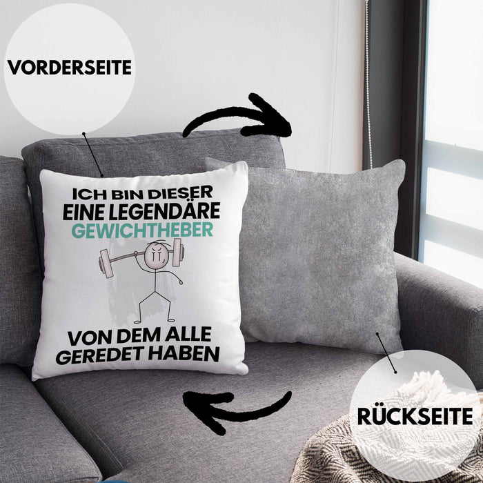 Gewichtheber Geschenk Kissen mit Füllung 40x40 Lustige Geschenkidee Geburtstag für Gewichtheber Ich Bin Dieser Legendäre Gewichtheber Von Dem Alle Geredet Haben (Grau) Grau Trendation
