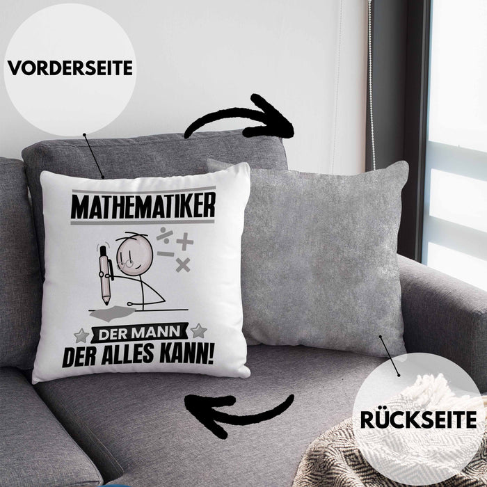 Mathematiker Kissen mit Füllung 40x40 Geschenk für Mathematiker Der Mann Der Alles Kann Geschenkidee zum Geburtstag (Grau) Grau Trendation