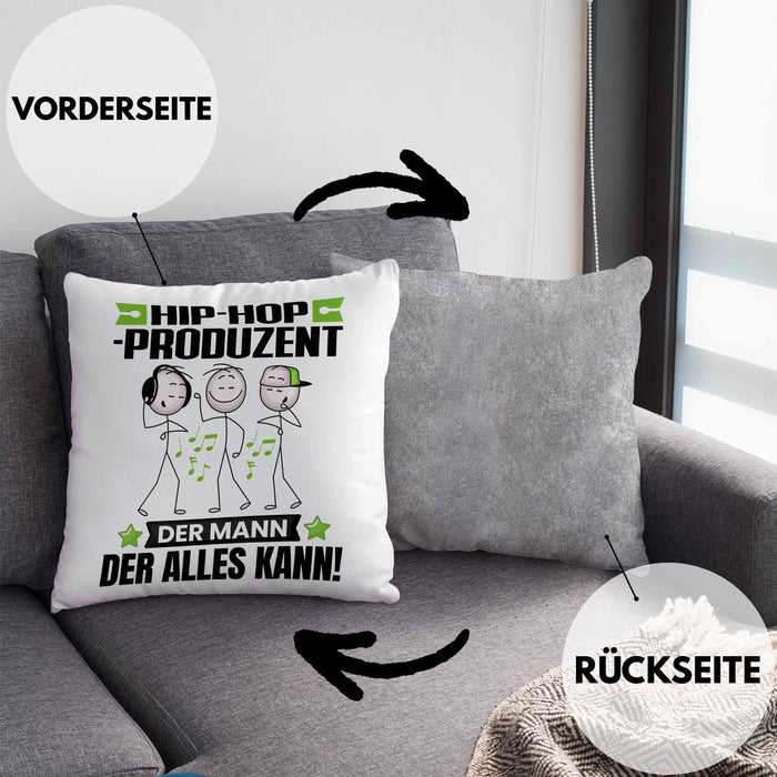 Hip-Hop-Produzent Kissen mit Füllung 40x40 Geschenk für Hip-Hop-Produzent Der Mann Der Alles Kann Geschenkidee zum Geburtstag (Grau) Grau Trendation